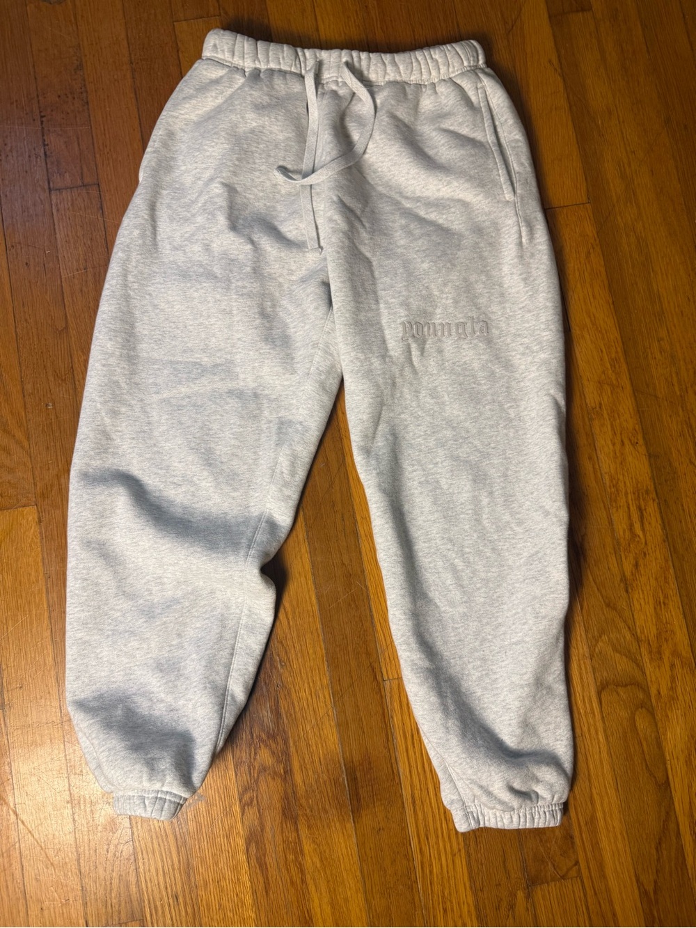 YoungLA Men’s Medium Gray Logo Fleece Jogger Sweatpants